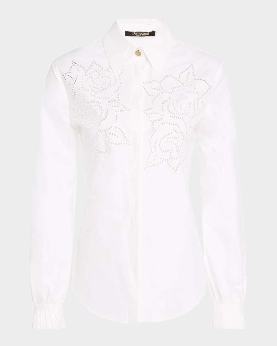Rose Embroidered Button-Down Shirt